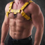 Alpha Pull – Powerful Leather Chest Harness in Yellow|SAXOS.NET LEATHER|XLEATHERS|Harnais BDSM