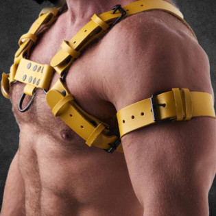 Alpha Fist - Powerful leather harness in red|SAXOS.NET LEATHER|XLEATHERS|Harnais BDSM