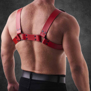 Alpha Fist – Kraftvoller Leder-Harness in Rot|SAXOS.NET LEATHER|XLEATHERS|BDSM Harness