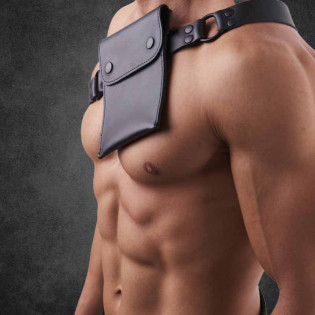 SLING POUCH - GENUINE LEATHER SHOULDER BAG|SAXOS.NET LEATHER|XLEATHERS|Harnais BDSM
