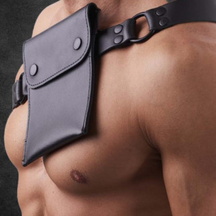 SLING POUCH - GENUINE LEATHER SHOULDER BAG|SAXOS.NET LEATHER|XLEATHERS|Harnais BDSM