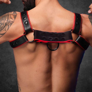 Titan robuster BDSM Harness Red/BLACK|SAXOS.NET LEATHER|XLEATHERS|Harnais BDSM