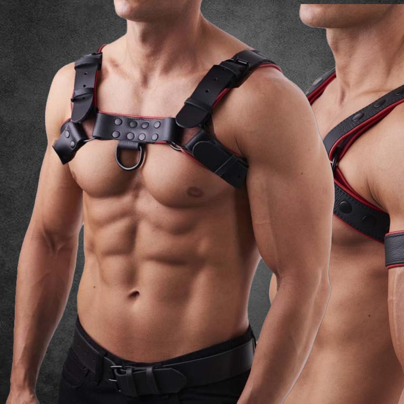 Titan BDSM robuster Harness Red/Schwarz|SAXOS.NET LEATHER|XLEATHERS|BDSM Harness